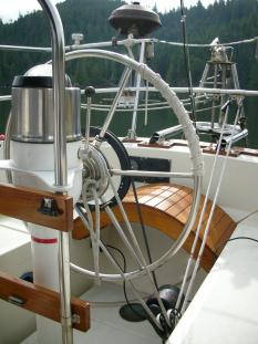 Monitor windvane lines to helm